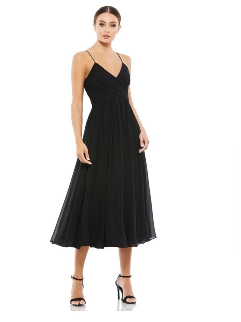 NWT Mac Duggal Ieena 70099 Faux Wrap Black Formal Dress Size XS